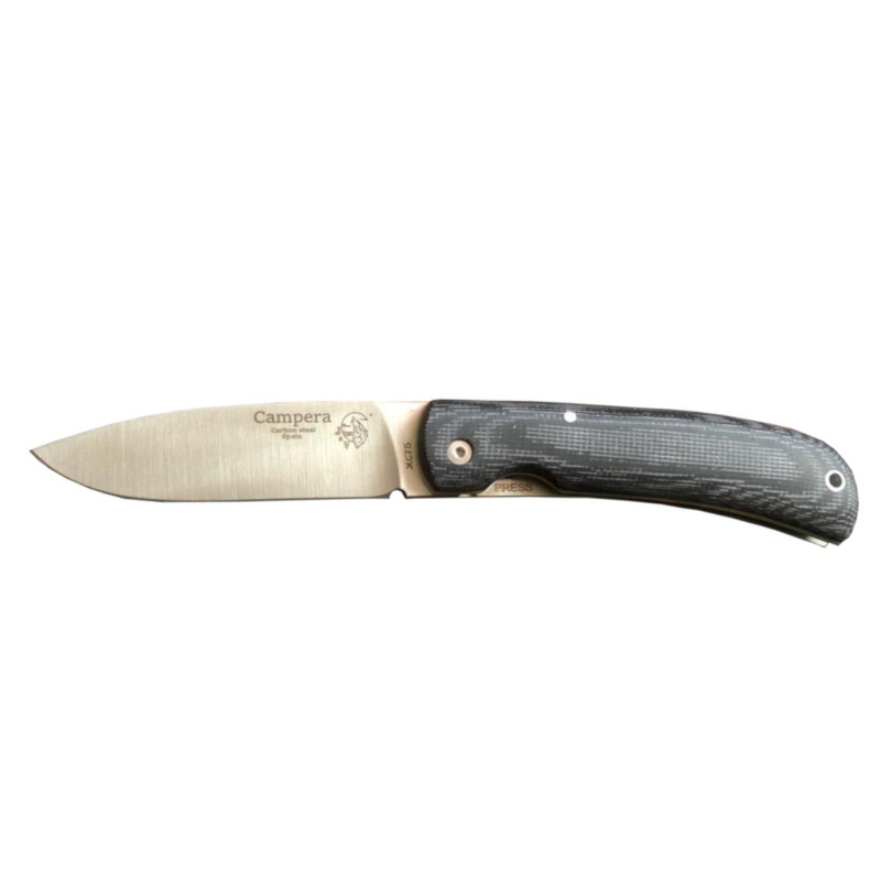J&V Pocket Knife TRF Black with carbon steel blade XC75