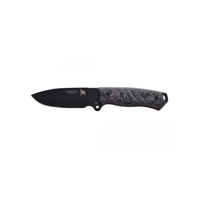 Coltello J&V CHACAL MICARTA LACCATO NERO FODERO CORDURA NERO