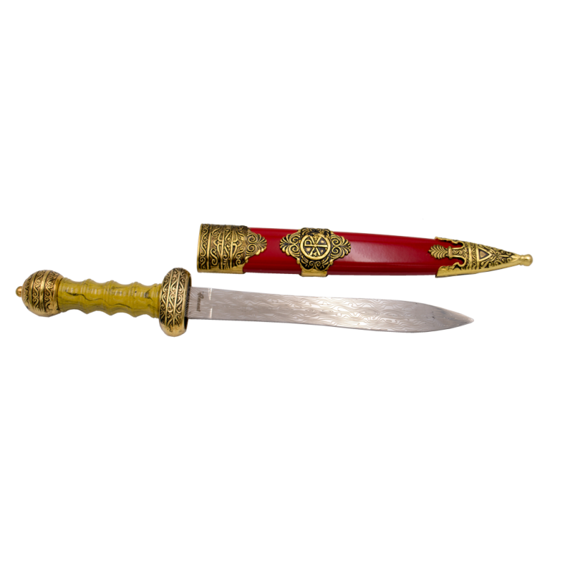 Dagger S0237A Gladius the pommel is antique gold and ABS wood color