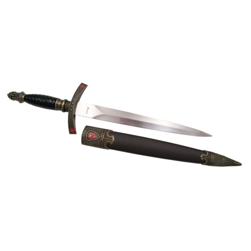 Templar dagger S0261 the pommel is finished with an antique bronze helmet