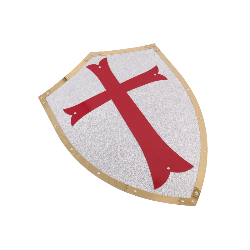 Shield S4002 Bouclier métallique modèle Templier avec bords finition or brillant