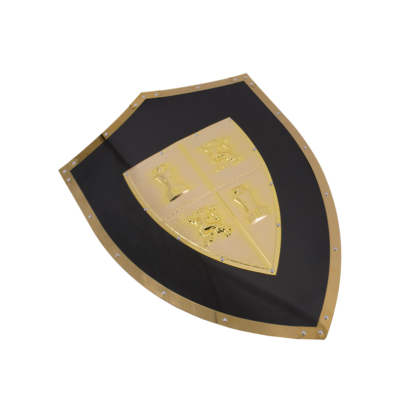 Shield S4004 metallic shield with black background and shield of Castilla y León in the center