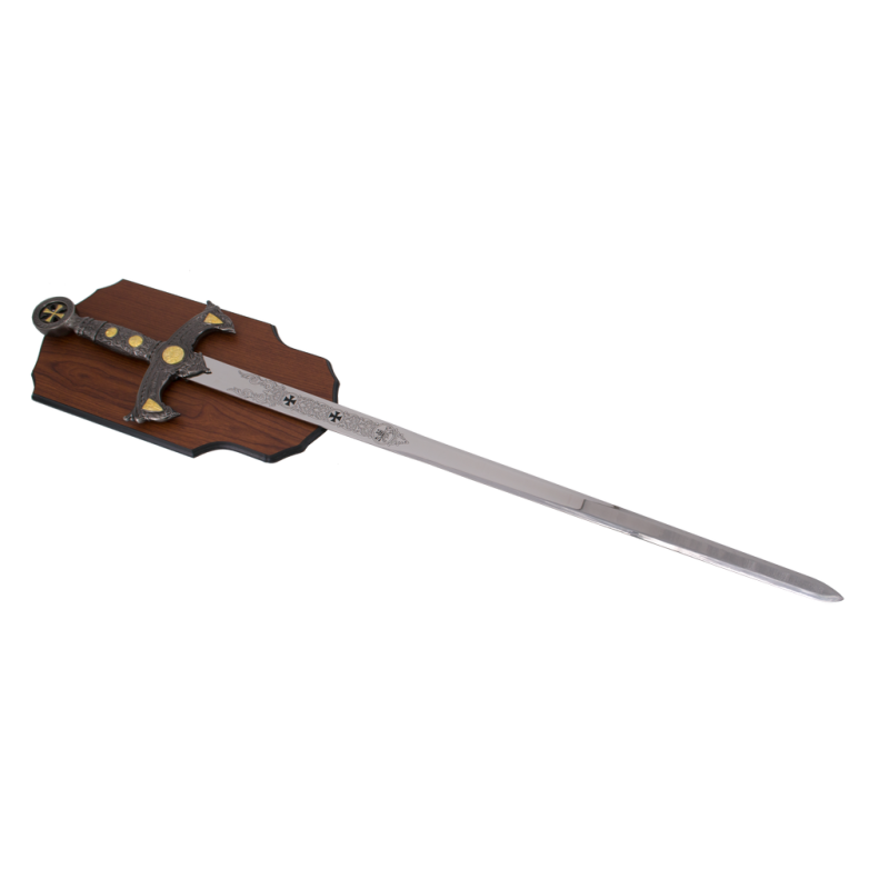 Sword 29184PT Templar sword model with nickel finishes