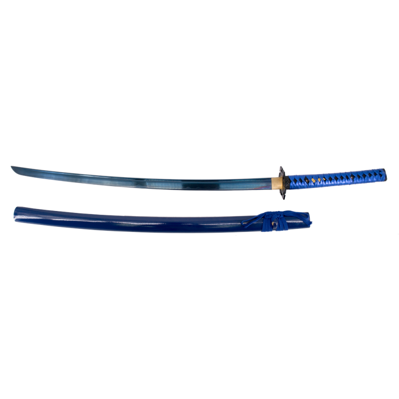 Functional Katana S2252BL of 104 cm AISI 1045 steel blade with edge finished in blue