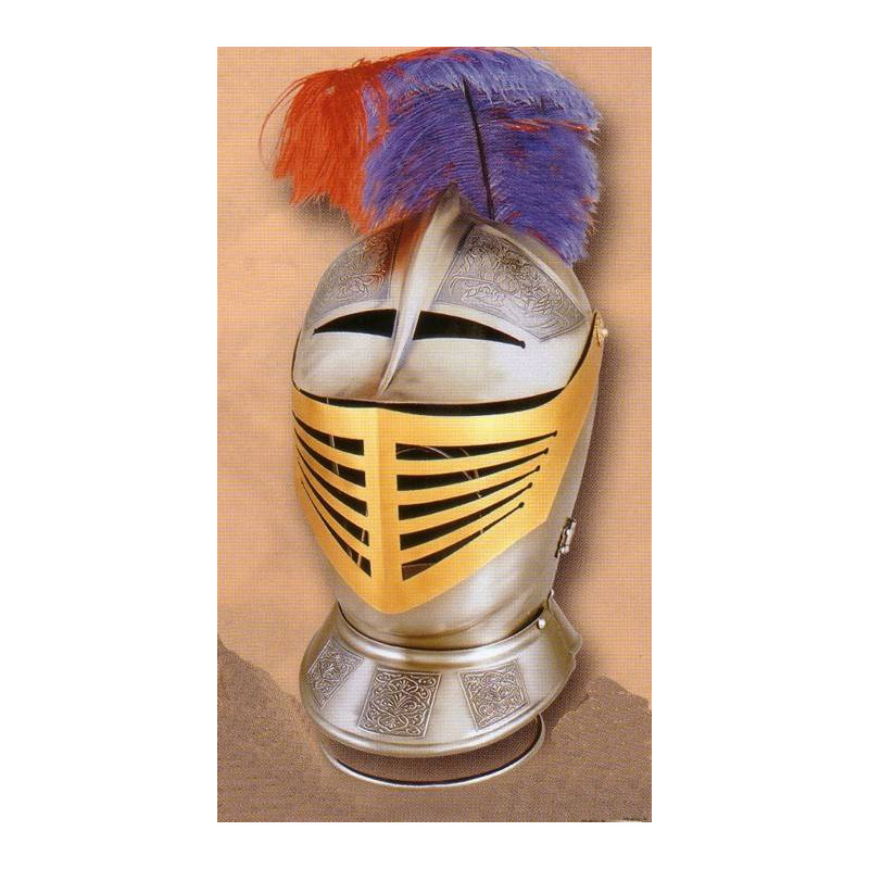 CASQUE MÉDIÉVAL. GRAVURE