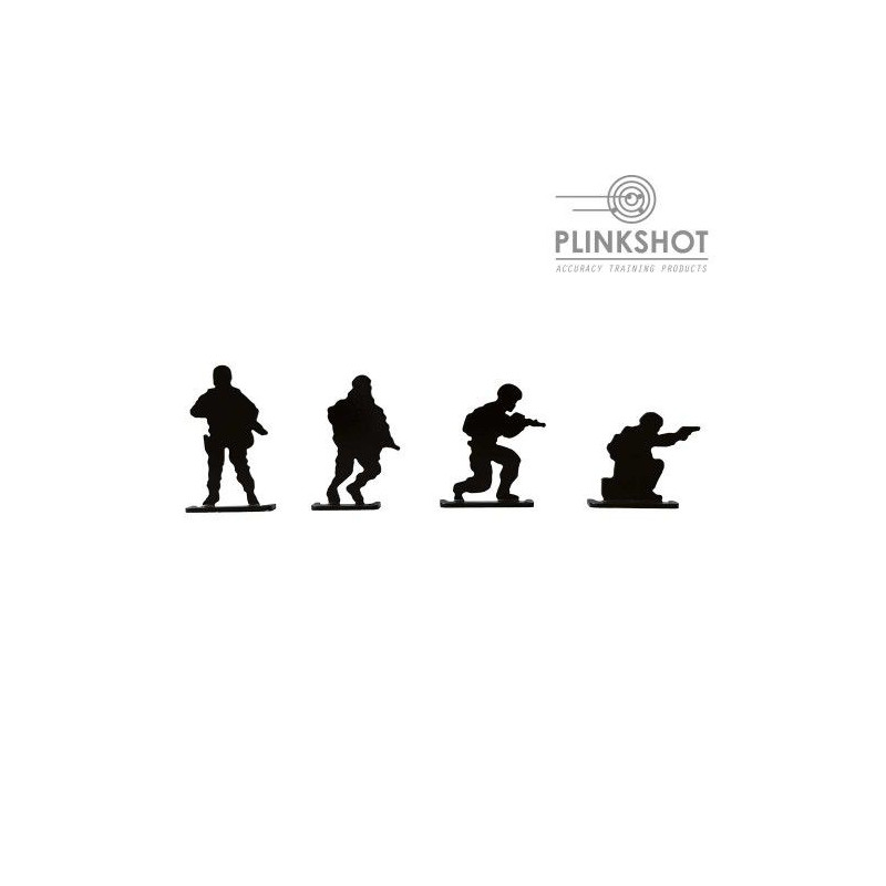 Diana 4 silhouettes de soldats Plinkshot - en attente, en train de courir, d’attaquer et de s’agenouiller
