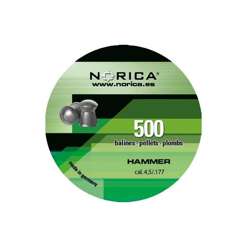 PELLETS NORICA MARTELOS PARA FUZIS DE AR E PISTOLAS DE AR. 5,5 MILÍMETROS