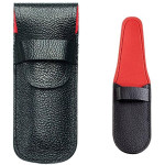 BLACK LEATHER COVER, RED LINED
