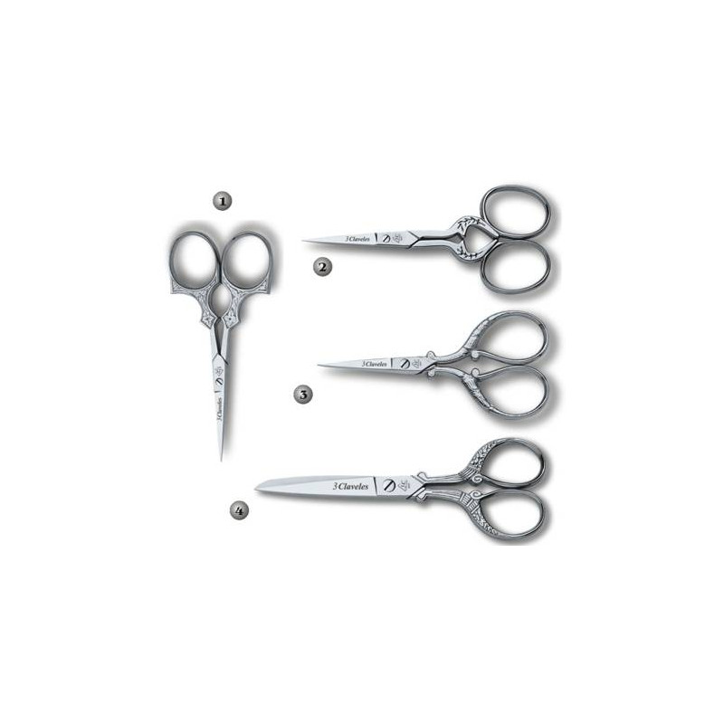 NICKEL-PLATED SCISSORS TO EMBROIDER 3 CLAVELES