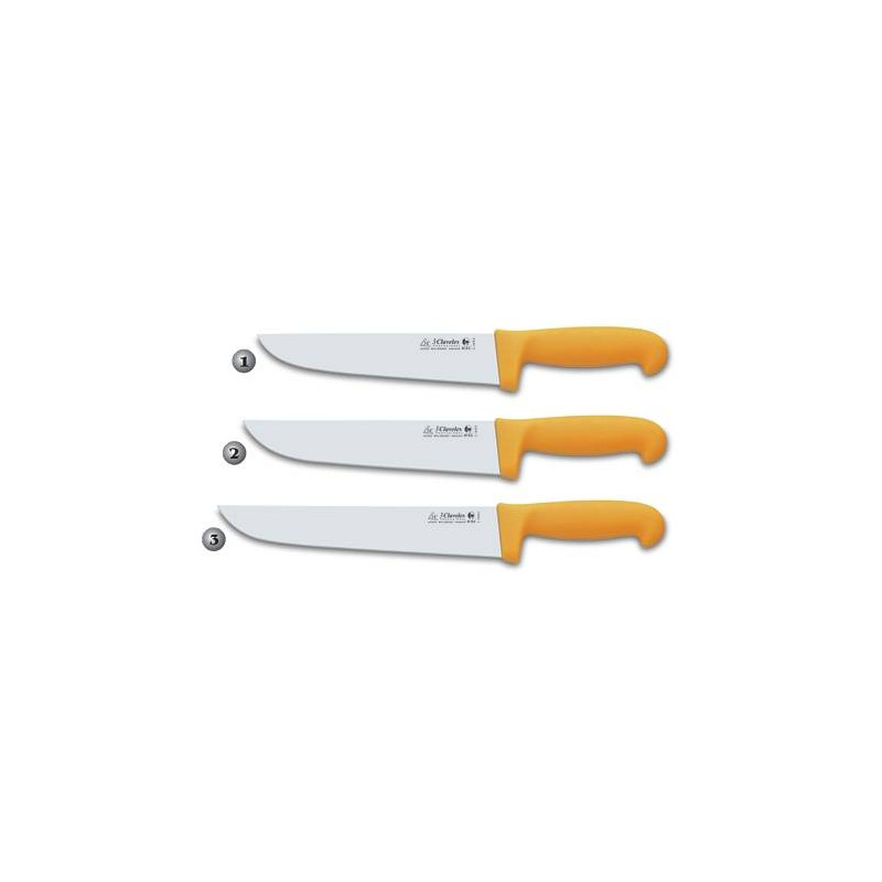 BUTCHER 3CLAVELES KNIVES WITH YELLOW HANDLE