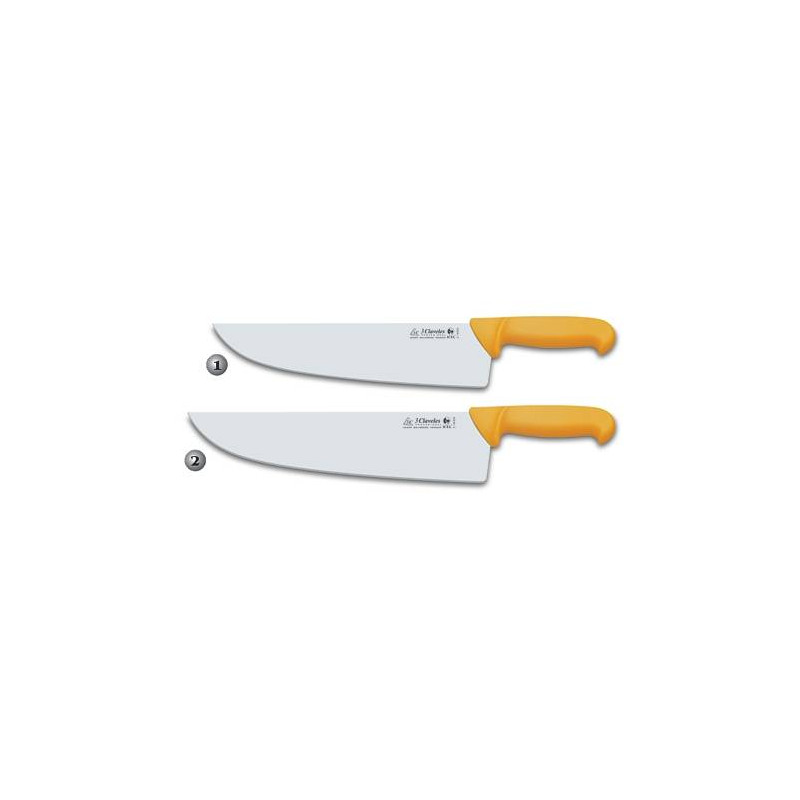 3 CLAVELES BUTCHER KNIVES WITH YELLOW HANDLE