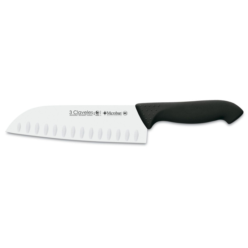 BLACK SANTOKU HOLLOW EDGE KNIFE PROFLEX 18 cm - 7 D 3C