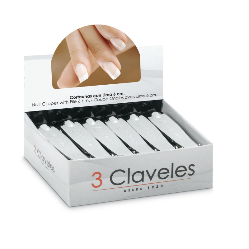 CORTADORES DE UNHAS COM LIMA CROMADA 6 cm. CAIXA 12 u. 3C