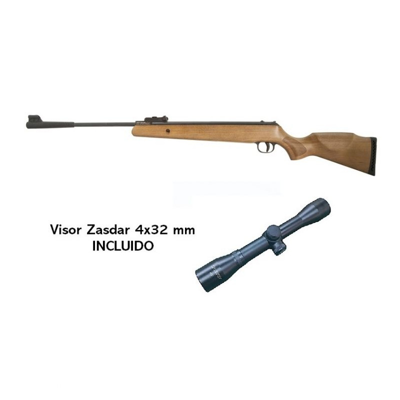 Carabina Aire Comprimido ArtemisZasdar GR1250W Madera Gas Piston 4,5 mm con Visor 4x32