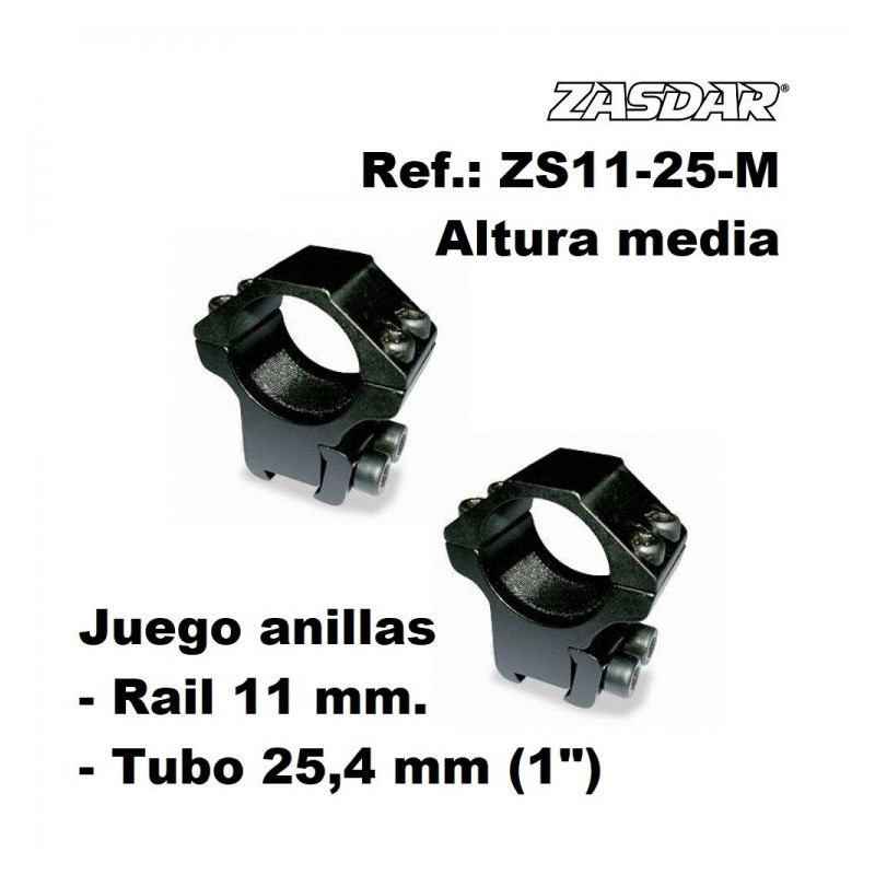 Monturas Zasdar Altura Media &Oslash25 mm rail 9 - 11 mm