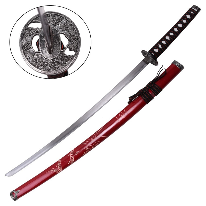 KATANA DECORATIVA DRAGÃO VERMELHO