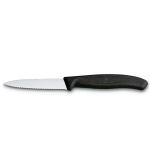 Cuchillo Verduras con sierra 8 cm. Puntiagudo. Filo dentado. Polipropileno Negro