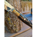 CLASSICAL SPANISH POCKET KNIFE JOKER NF12, BUFFALO HORN SCALES DECORATED WITH MOTHER-OF-PEARL MOSACI INLAY, BLADE LENGTH 14 CM