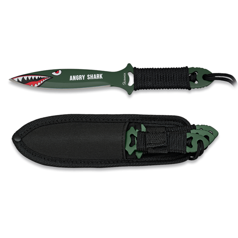Couteaux de lancer Angry Shark, lot de 3 pièces.