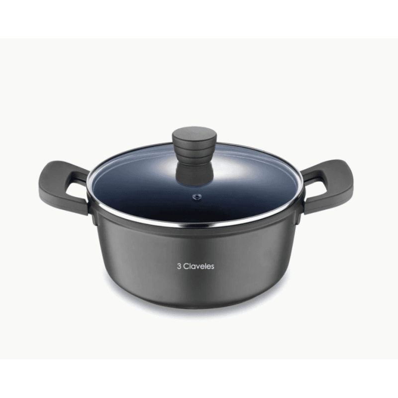 Casserole + couvercle Ø 28 cm. Foncé. 3 Claveles