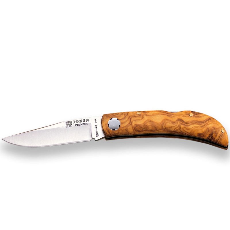 JOKER POINTER KNIFE WITH OLIVE WOOD HANDLE AND 7,5 CM BLADE.