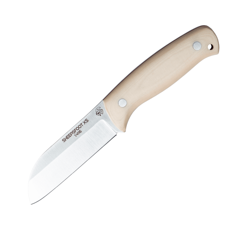 J&V XS Sheepfoot ivory micarta knife