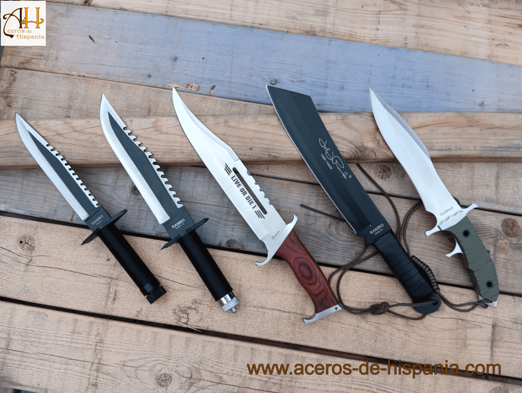 Collezione coltelli Rambo, confezione da 5 coltelli