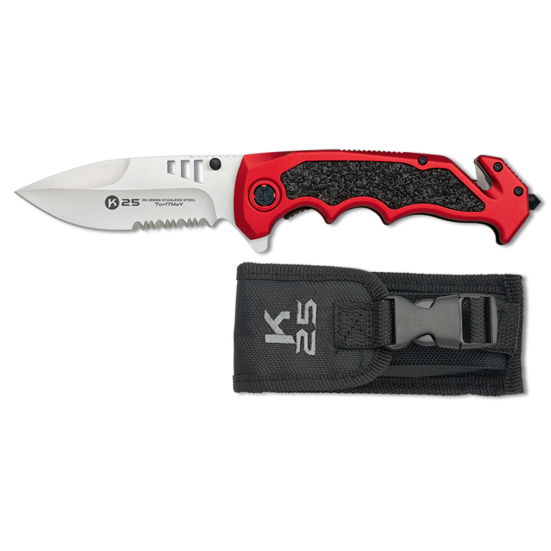 Lama di coltello tattica K25 rosso-nero: 9,6 cm