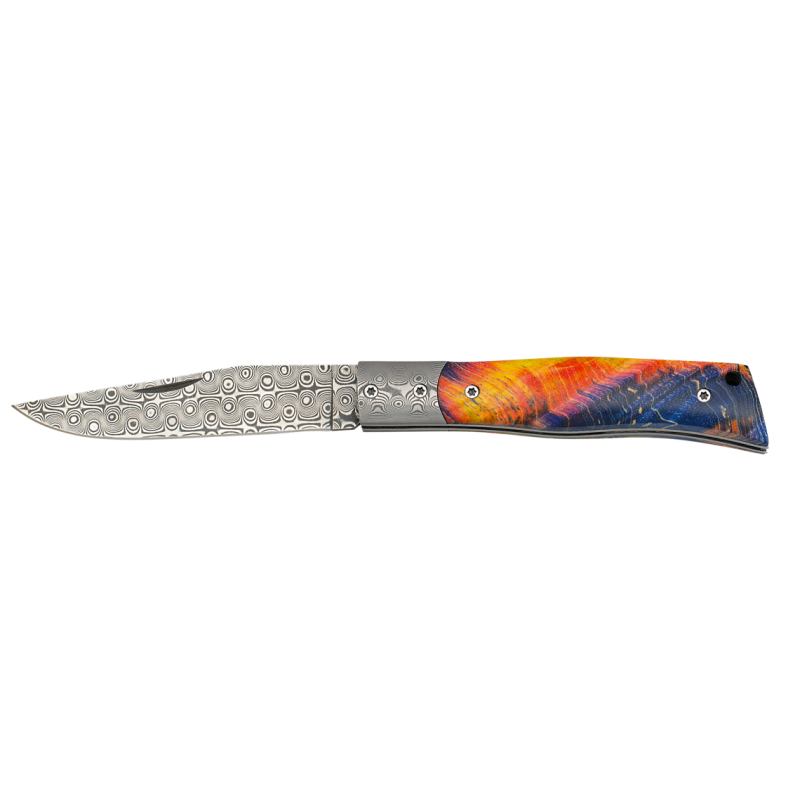 Rasoio Damasco 110 strati Radice di Legno con Madreperla