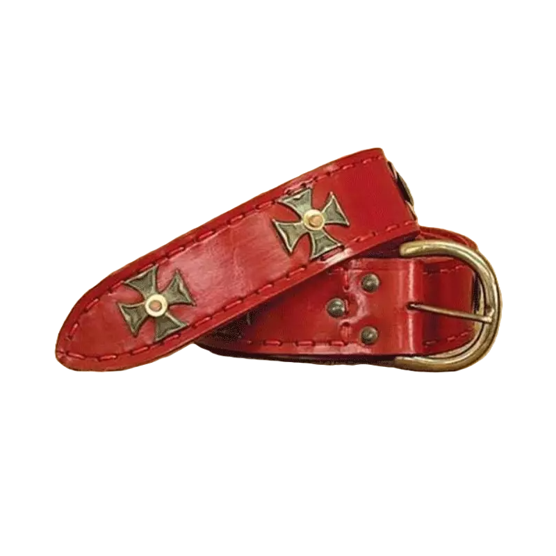 Medieval Wide Red Leather Belt - Ref 200680