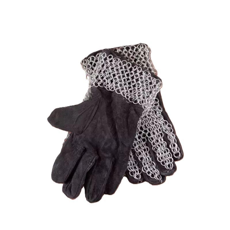 0516617500 Guantes de cuero con cota de malla en dorso y muñeca