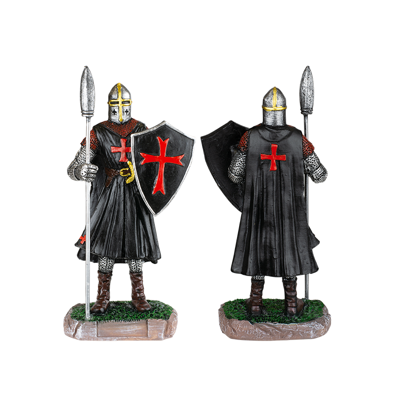Figura do Cavaleiro Templário com Lance 18cm Preto