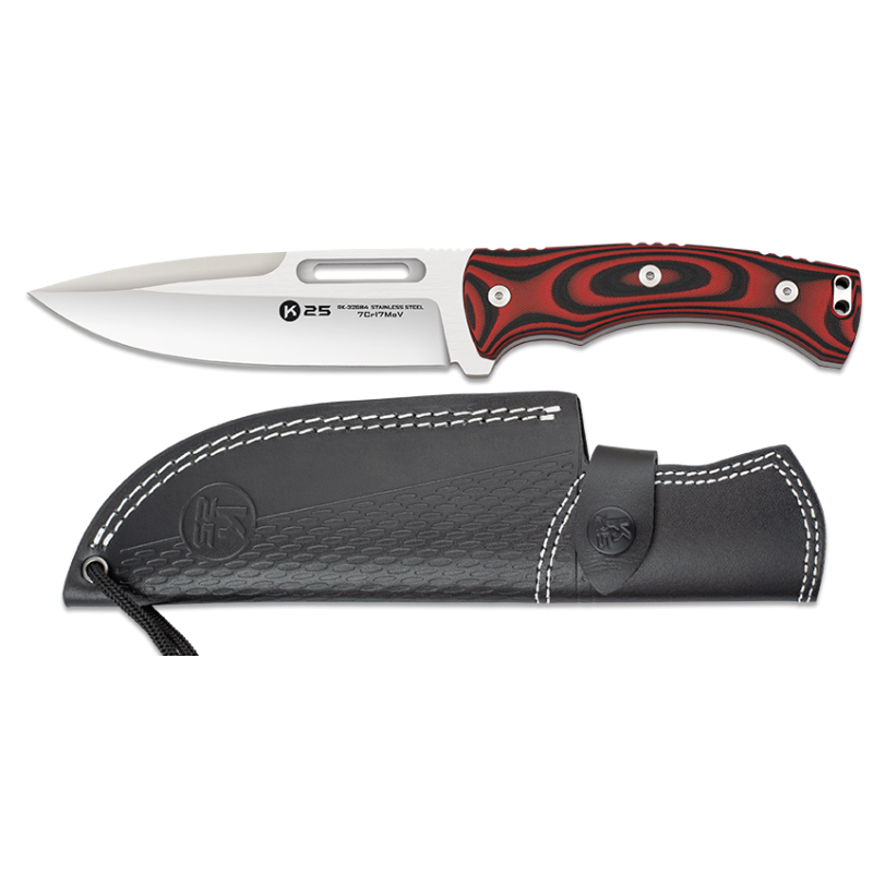 Cuchillo K25 G.10 rojo-negro Hoja:15 cm