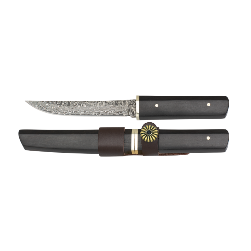 Damasco Faca de aço Ebony Lâmina de madeira: 11,6 cm