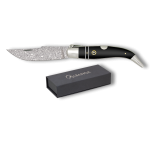 Couteau Classique Tuile Noir Acier Damas Lame : 9.5cm