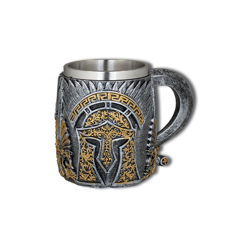 Taza resina casco armadura antigua