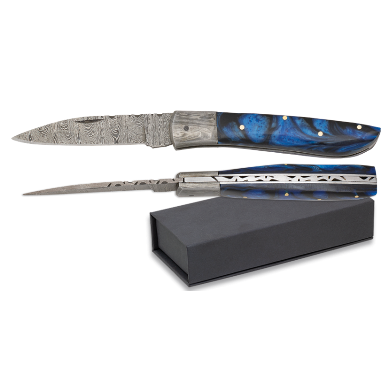 Damascus Fantasy Blaues Meeresmesser