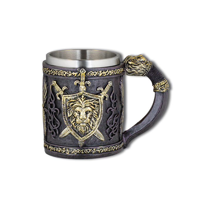 Tazza ornamentale in resina Lion Shield