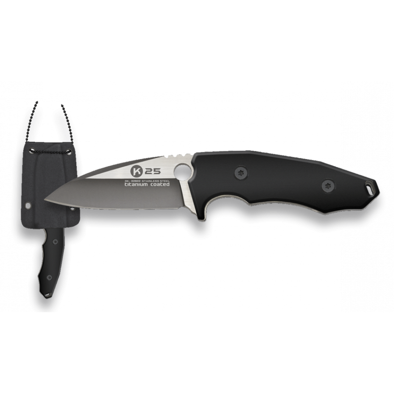 Cuchillo Cuello K25 G10 black. hoja: 7 cm