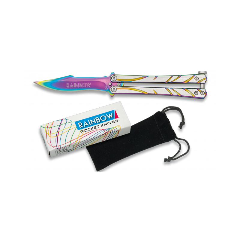 Coltello a ventaglio arcobaleno. Lama 8 cm
