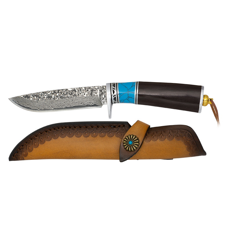 Cuchillo Madera/Resina Acero Damasco