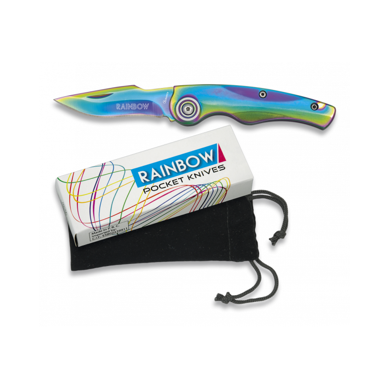Coltellino tascabile arcobaleno. Lama 6,4 cm