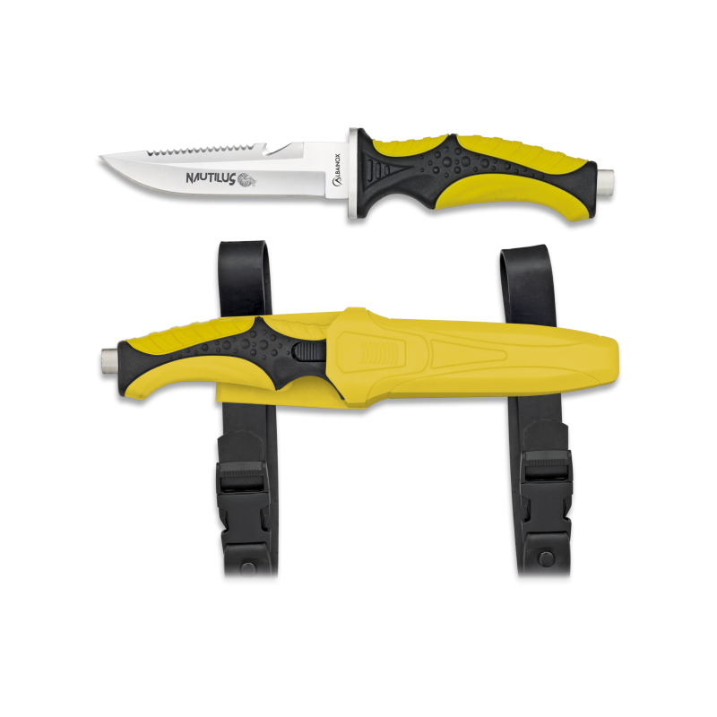 Couteau de plongée Nautilus jaune.