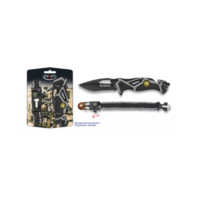 Couteau de poche MARINE + ensemble paracorde