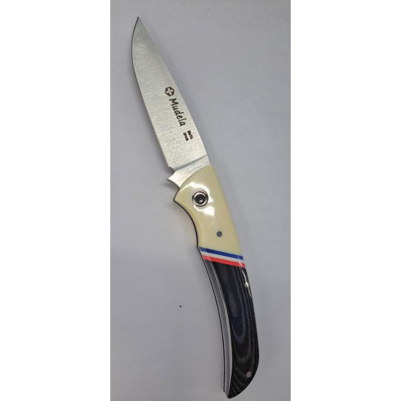 Mudela Pocket Knife "Black Micarta French Flag"