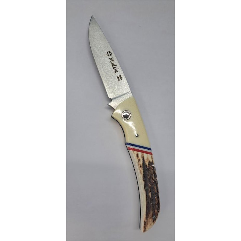 MUDELA AL "Deer Antler Flag of France" Pocket Knife