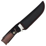 Hunting knife with wooden handle