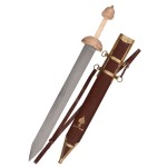 Pompeian Gladius Sword with Scabbard and Dark-Colored Sling