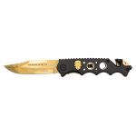 Coltello teschio con foglia d'oro