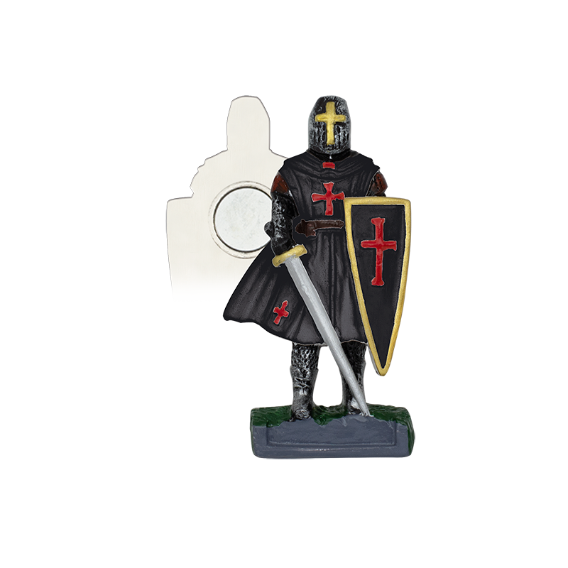 Magnete in resina del cavaliere templare nero